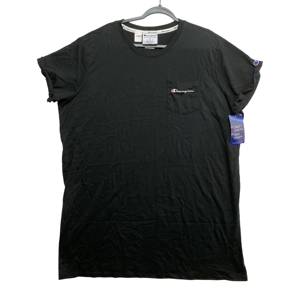 Champion T-Shirt Dress Womens 2X Black QW6899 Authentic Athleticwear Pocket Tee
